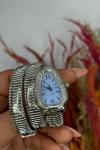 Bvlgari gümüş Mavi Kadran Yılan Saat  S607