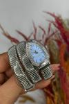Bvlgari gümüş Mavi Kadran Yılan Saat  S607