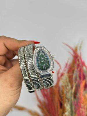 Bvlgari Gümüş Yeşil Kadran Yılan Saat  S619