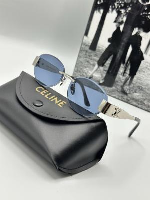Celine Gümüş - Mavi Cam Metal Kasa Unisex Güneş Gözlüğü G1986-VLL
