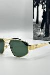 Celine Metal Kasa Yeşil Cam Gold Çerçeve Unisex Güneş Gözlüğü  G1378-ILY