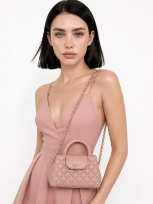 Chanel Small Kelly Pudra Pembe Kapitone Deri Çanta VLT-491