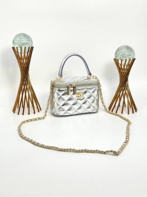 Chanel Vanity Case With Miror Metalik Gümüş Kadın Çanta VLT326