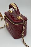Chanel Vanity Case Aynalı Orta Boy Bordo Omuz Çantası VLT-421