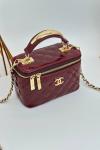 Chanel Vanity Case Aynalı Orta Boy Bordo Omuz Çantası VLT-421