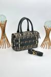 Fendi FF Monogram Kahverengi Boston Kadın Omuz Çantası VLT-414