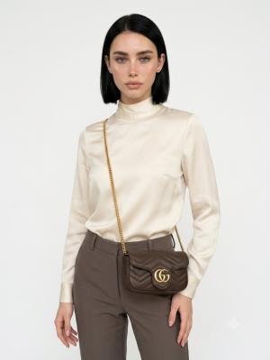 Gucci GG Acı Kahve Marmont Matelasse Mini Omuz Çantası VLT-480