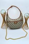 Gucci Ophidia Small GG Ekose Kahve Supreme Yarım Ay Kadın Omuz Çantası VLT-470