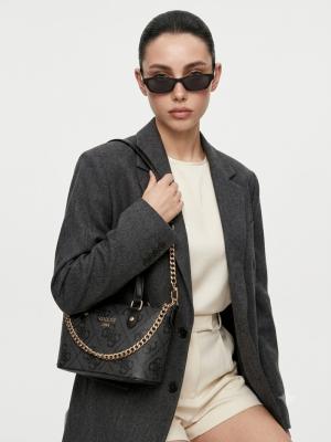 Guess Leona Logo Mini Kömür - Antrasit Gri Kadın Çanta  VLT-404