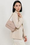 Guess Noelle Bej Pembe Monogram Logolu Zincir Askılı Flap Çanta VLT-466
