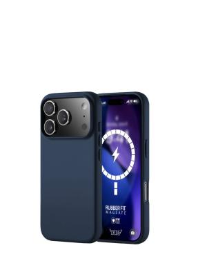 iPhone 17 Pro Rubber Fit Dark Blue Silikon Magsafe Uyumlu Telefon Kılıfı