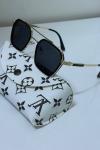 Louis Vuitton Gold Çerçeve Siyah Cam İthal Unisex Gözlük G4534-VLL
