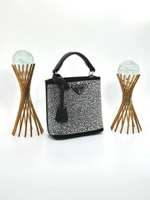 PRADA PANİER CRYSTAL SATİN BAG NEW MODEL BLACK