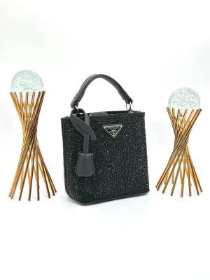 PRADA PANİER CRYSTAL SATİN BAG NEW MODEL ALL BLACK