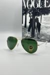 Rayban Damla Yeşil Cam Gold Çerçeve Erkek Güneş Gözlüğü  G1339