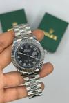 Rolex DateJust Taşlı Gümüş Erkek Kol Saat S813-VLL