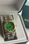 Rolex Gold- Gümüş Yeşil Kadran Kadın Saat | S723-VLL