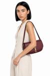 YSL Voltaire Bordo Logolu Deri Baget Omuz Çantası VLT-449