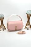 YSL Voltaire Pembe Logolu Deri Baget Omuz Çantası VLT-451