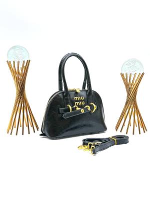 Miu Miu AVENTURE NAPPA TOP HANDLE BAG BLACK PARLAK KADIN ÇANTA Siyah
