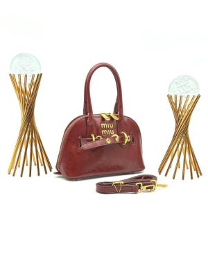 Miu Miu AVENTURE NAPPA TOP HANDLE BAG BORDO KADIN ÇANTA Bordo