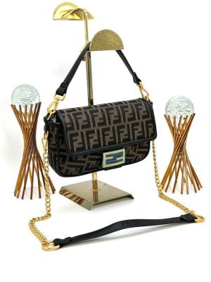 Fendi Baguette Handbag Koyu Kahve-Siyah Kadın Çanta VLT317 Kahverengi