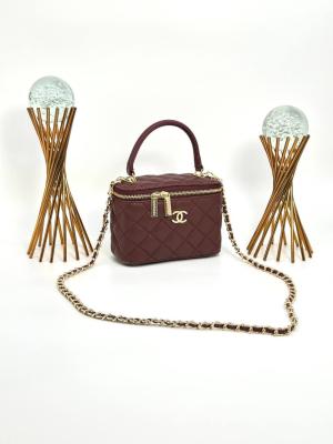 Chanel Vanity Case With Miror Bordo Kadın Çanta VLT323 Bordo