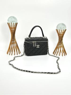 Chanel Vanity Case With Miror Siyah-Gümüş Kadın Çanta VLT325 Siyah