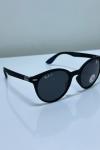 Rayban Ferrari Yuvarlak Siyah- Mavi Saplı İthal Unisex Gözlük G4364-VLL Siyah