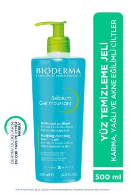 Bioderma Sebium Foaming Gel Karma, Yağlı ve Akne Eğilimli Ciltler İçin Yüz ve Vücut Temizleme Jeli 500 ml Diğer