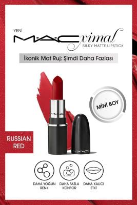 Mac Nemlendirme Etkili Yoğun Renk Sağlayan Ruj -Russian Red  mini Boy  Diğer