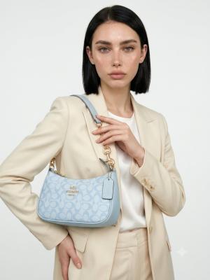 Coach Teri Signature Mavi Omuz Çantası VLT-418 Bebe Mavisi