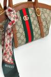 Gucci Ophidia Kahverengi GG Monogram Kadın El ve Omuz Çantası VLT-427 Kahverengi