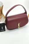 YSL Voltaire Bordo Logolu Deri Baget Omuz Çantası VLT-449 Bordo