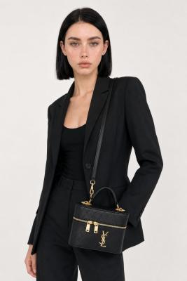 Saint Laurent Gaby Vanity Siyah Kapitone Deri Kadın El ve Omuz Çantası VLT-462 Siyah