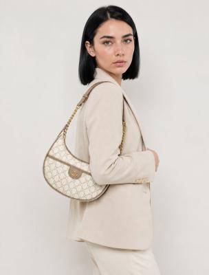 Gucci Ophidia Small GG Supreme Yarım Ay Kadın Omuz Çantası VLT-467 Krem