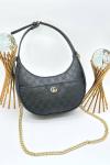 Gucci Ophidia Small GG Siyah Supreme Yarım Ay Kadın Omuz Çantası VLT-469 Siyah