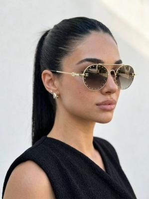 Chanel Taşlı Kahverengi İthal Kadın Gözlük G4612-VLL Kahverengi