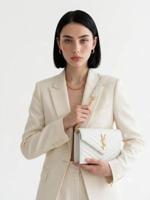 Saint Laurent Beyaz Zarf Çanta VLT-475 Beyaz