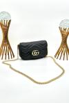 Gucci GG Siyah Marmont Matelasse Mini Omuz Çantası VLT-477 Siyah