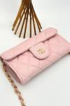 Chanel Model Pembe Kapitone Zincirli Mini El ve Omuz Çantası VLT-503 Pembe
