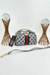 Gucci GG Desenli Mini Vanity Bag (Ayarlanabilir Uzun Askılı) Füme