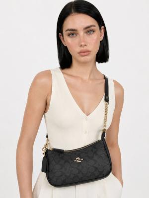 Coach Teri Signature Bej Omuz Çantası VLT-506 Siyah