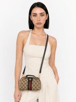 Gucci GG Desenli Siyah-Kahve Mini Vanity Bag (Ayarlanabilir Uzun Askılı) VLT-510 Siyah