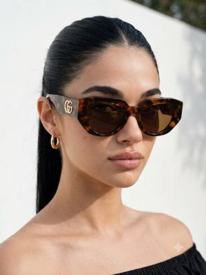 Gucci GG1421S Kahverengi Kadın Güneş Gözlüğü G4704-VLL Leopar