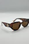 Gucci GG1421S Kahverengi Kadın Güneş Gözlüğü G4704-VLL Leopar
