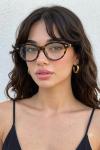 Miu Miu Oval Leopar Şeffaf Cam İthal Kadın Gözlük G4764-CN