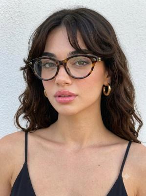 Miu Miu Oval Leopar Şeffaf Cam İthal Kadın Gözlük G4764-CN