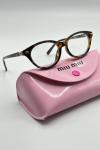 Miu Miu Oval Leopar Şeffaf Cam İthal Kadın Gözlük G4764-CN