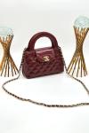 Chanel Small Kelly Bordo Pembe Kapitone Deri Çanta VLT-534 Bordo